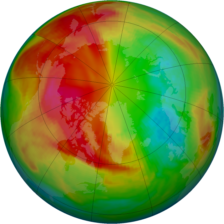 Arctic ozone map for 18 February 1984